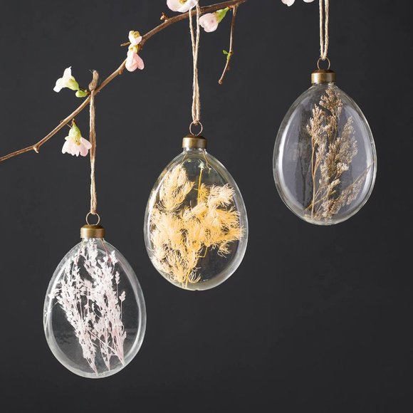 Anthropologie Other - HTF Anthropologie Dried Floral Egg Ornaments, Set of 3